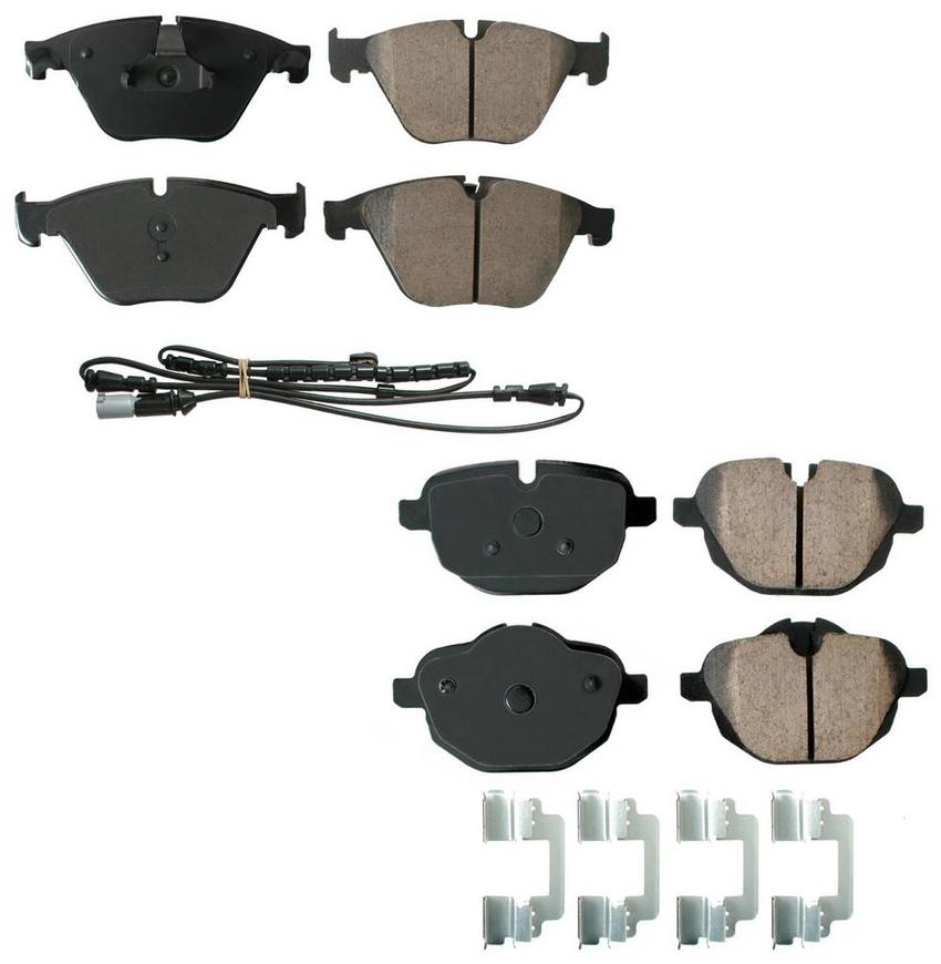 BMW Disc Brake Pad Set Kit - Front and Rear (Ceramic) (EURO) 34216885452 - Akebono Euro Ultra-Premium 4096960KIT